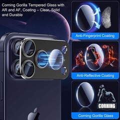 iPhone 17 Pro Max Camera Lens Protector, Aluminum Alloy Metal Case, Tempered Gla