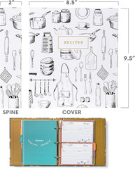 Jot & Mark 8.5&Prime; X 9.5&Prime; 3 Ring Recipe Binder 50 Matching 4X6 Inch Recipe Cards, 2
