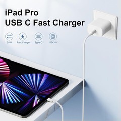 2-Pack 20W USB-C Fast Charger Adapter for iPhone 15/15 Pro 6Ft Cable