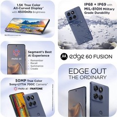 Motorola Edge 60 Fusion 5G (Slipstream 256GB 12GB RAM) 6.67  » Global Version.