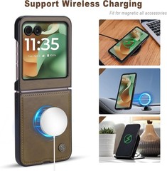 Magnetic Leather Folio Case for Motorola Razr 2026/2025/2024, Built-in Screen Pr