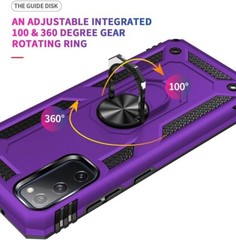 For Samsung Galaxy S20 FE 5G Case with HD Screen Protector Metal Ring,Purple