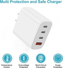 4-Port 30W USB-C Fast Charger Adapter for iPhone 16 15 Pro Max XR XS