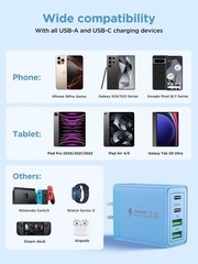40W 4-Port Type-C Fast Charger Adapter for iPhone 16/15, Galaxy S24/23