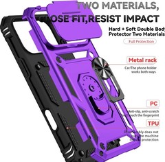 iPhone 17 Pro Max Case with Slide Camera Cover & Kickstand, Military Grade Black