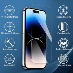 3PCS Screen Protector for iPhone 14 Pro Max 9H Hardness Anti-Scratch Case Friend