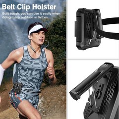 Galaxy Z Flip 6 Case, 360° Rotatable Ring Kickstand & Belt Clip Holster – Black