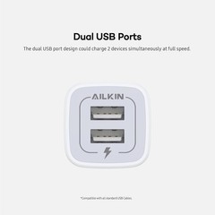 2-Pack USB Wall Charger Adapter 2.1A Dual Port Quick Plug Cube for iPhone Samsun