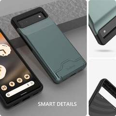 Dual Layer Wallet Case for Google Pixel 6a (2022) – Dark Green, 3-Card Storage