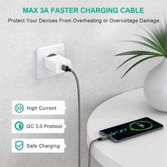 2 Pack 3A Fast Charging Type-C Charger for iPhone 15 Pro Max, Samsung Galaxy S25