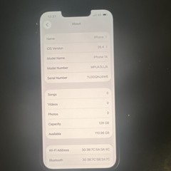 Apple iPhone 14 128GB Black Bluetooth Wi-Fi iOS 26.4 Colour Screen Camera