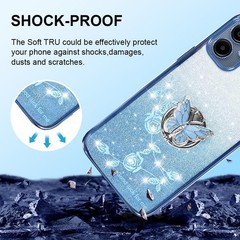 Samsung Galaxy A06 4G Phone Case, Glitter Butterfly Floral TPU Protective Cover