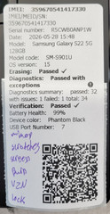 Samsung Galaxy S22 5G – 128GB – SM-S901U – OS:15 – SCRATCHES/BURN – VZN LOCKED