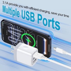 3-Pack 3.1A USB Wall Charger for Samsung Galaxy S26, iPhone 17 Pro Max