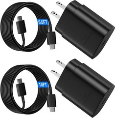 25W USB-C Wall Charger and 10FT Fast Charging Cable for Samsung Galaxy S25/S26