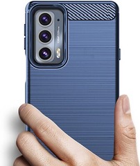 Navy Blue Case for Moto Edge 2021 Edge 5G UW with 2pcs Screen Protector Flexible