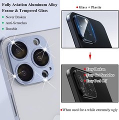 2 Pack Camera Lens Protector for iPhone 13 Pro/Max, Aluminum Alloy & Tempered Gl