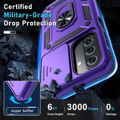 Heavy Duty Purple Case for Samsung Galaxy A17 5G with Kickstand & Lens Cover