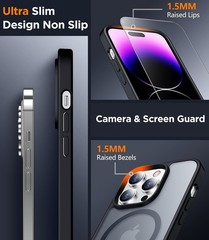 Designed for iPhone 14 Pro Max Case, Anti-Fingerprint Anti-Scratch Black 2 Pack