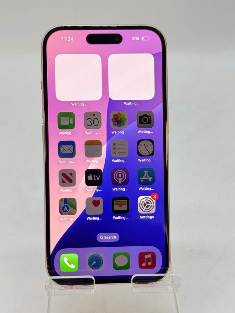 Unlocked Apple iPhone 15 A2846 128GB Pink – Cracked Screen, Service Battery 74%