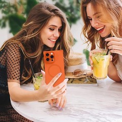 Magnetic Phone Case Made for iPhone 16 Pro Max, Solid Orange, Soft TPU Flexible
