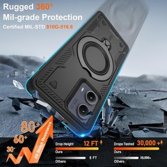 For Motorola Moto Edge 2024 Case with Military Grade Shockproof, Metal Kickstand