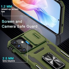 Olive Green Military Grade Shockproof Case for Samsung Galaxy S25 FE with Kickst