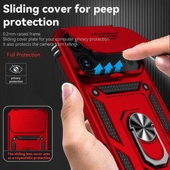 iPhone 17 Pro Max Case with Slide Camera Cover & Kickstand, Military Grade Black