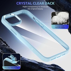 iPhone 14 Plus Case, Crystal Clear Hard PC Back + Soft TPU Frame Shockproof Sky