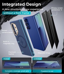Leather Case for Samsung Galaxy Z Fold 7 with Hinge Protection and 2 X Privacy S