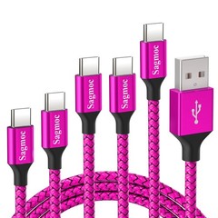 Type C Charger Cable Pink – USB C Premium Shiny Nylon Braided Rapid Charging Cor