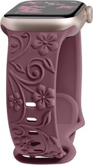 3D Floral Engraved Soft Silicone Strap for Apple Watch Band 38/40/41/42/44/45/49