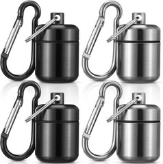 4 Pack Ear Plug Carrying Case, Waterproof Metal Ear Plug Holder with Keychain