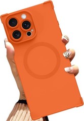 Magnetic Phone Case Made for iPhone 16 Pro Max, Solid Orange, Soft TPU Flexible