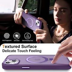 Slim Dark Purple Magnetic Case for iPhone 14 with Ring Stand, 10 FT Drop Protect