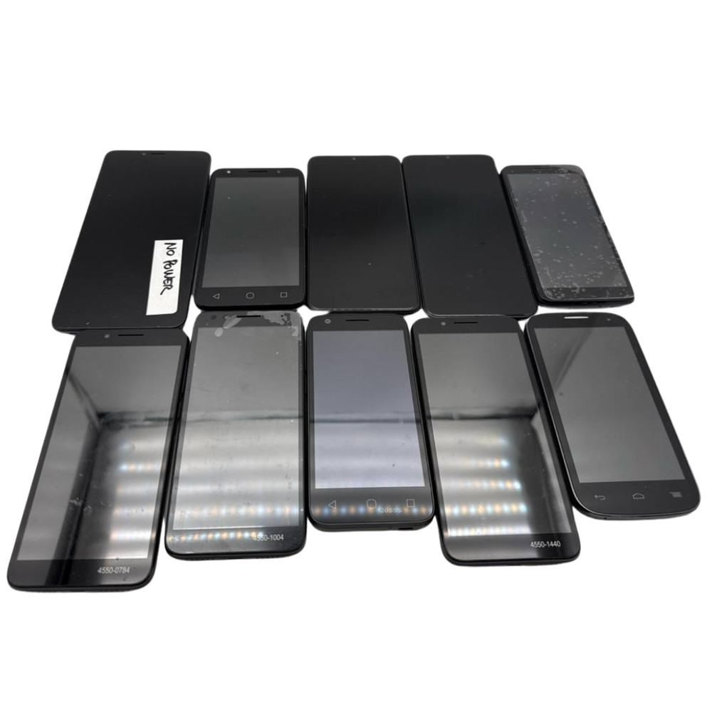 Lot of 10 Android Smartphones Alcatel 3V 1X 3H Plus Pop C5 Revvl 4 No Power READ