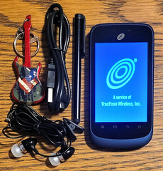 TracFone Midnight Z768G – Blue & Silver – Very Rare Android Smartphone – Bundled