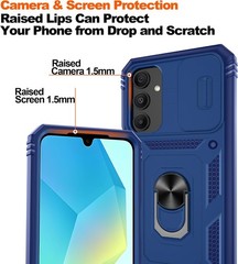 Samsung Galaxy A06 Phone Case with 2PCS Screen Protector and Kickstand (Blue)