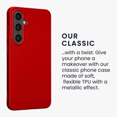 Soft Slim Metallic TPU Silicone Cover Case for Samsung Galaxy S24 FE – Dark Red