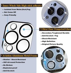 2 Pack Camera Lens Protector for iPhone 13 Pro/Max, Aluminum Alloy & Tempered Gl
