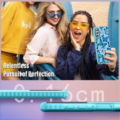 Cute Blue Butterfly Print Case for Samsung Galaxy S22, Girly Design with Ring Ki