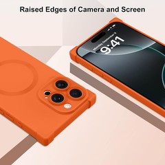 Magnetic Phone Case Made for iPhone 16 Pro Max, Solid Orange, Soft TPU Flexible