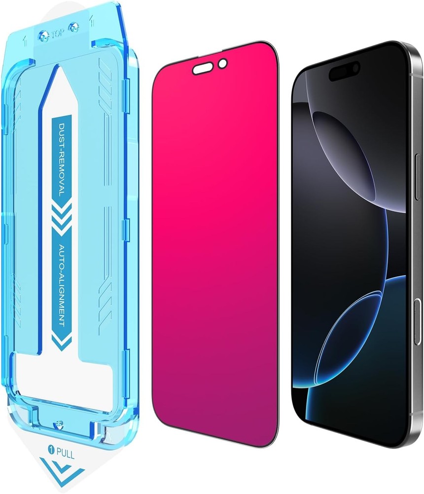 Privacy Screen Protector for iPhone 16 Gradient Color Tempered Glass Anti Blue L