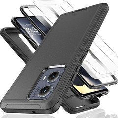 for Motorola Edge 2022 Case with Tempered Glass Screen Protector Black