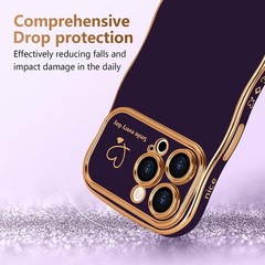 Cute Dark Purple iPhone 14 Pro Max Case for Women, Girls, Wave Frame Curly Desig