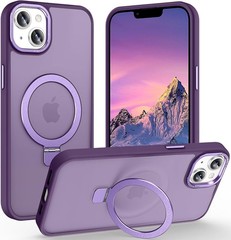 Slim Dark Purple Magnetic Case for iPhone 14 with Ring Stand, 10 FT Drop Protect
