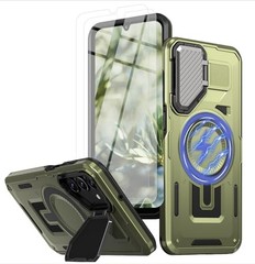 Olive Green Galaxy A16 5G Case with Lens & Screen Protectors, 15FT Drop Defense