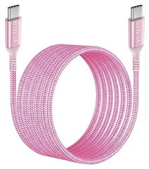 60W USB C to USB C Cable 10ft Pink Long Type-C Fast Charging Charger Cord