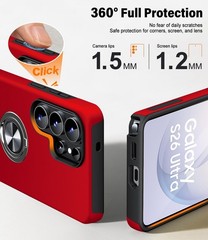Samsung Galaxy S26 Ultra Case, Dual Layer Heavy Duty Shockproof Cover, Red