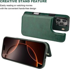 iPhone 16 Pro Max Wallet Case with Card Holder, PU Leather Kickstand RFID Blocki